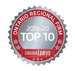 Seal for the 2019 Canadian Lawyer Top 10 Regional Law Firm - Ontario