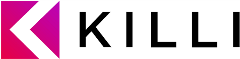 Killi logo - a purple box with a white K and Killi in black beside the box
